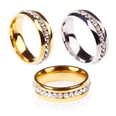 6mm Stainless Steel Zircon Ring Couple Wedding Engagement Gift