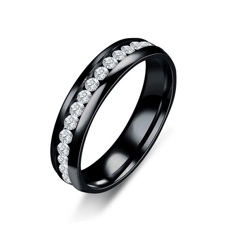 6mm Stainless Steel Zircon Ring Couple Wedding Engagement Gift