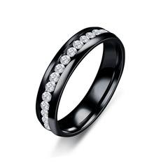 6mm Stainless Steel Zircon Ring Couple Wedding Engagement Gift