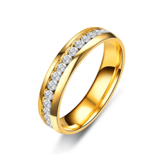 6mm Stainless Steel Zircon Ring Couple Wedding Engagement Gift