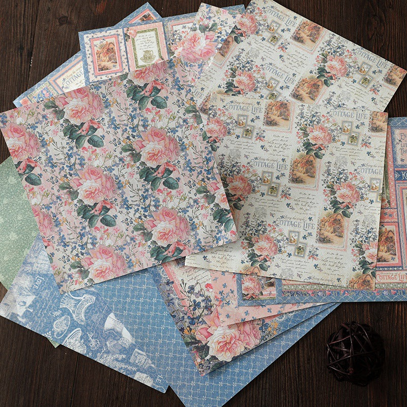 10sheets Retro Garden Flowers Material Paper Retro Journal Ballet Diy Tools