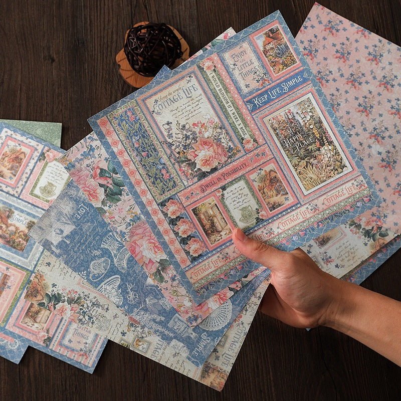 10sheets Retro Garden Flowers Material Paper Retro Journal Ballet Diy Tools