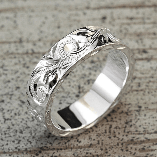 Embossed Vine Women Ring Silver Plated Gift