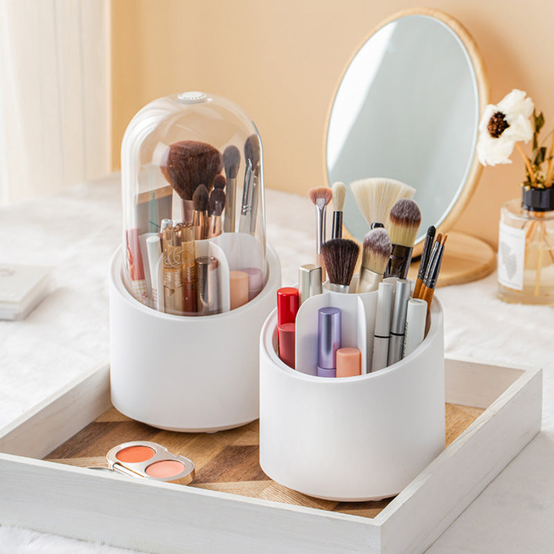 Makeup Brush Holder 360 Rotating Organizer with Clear Cover