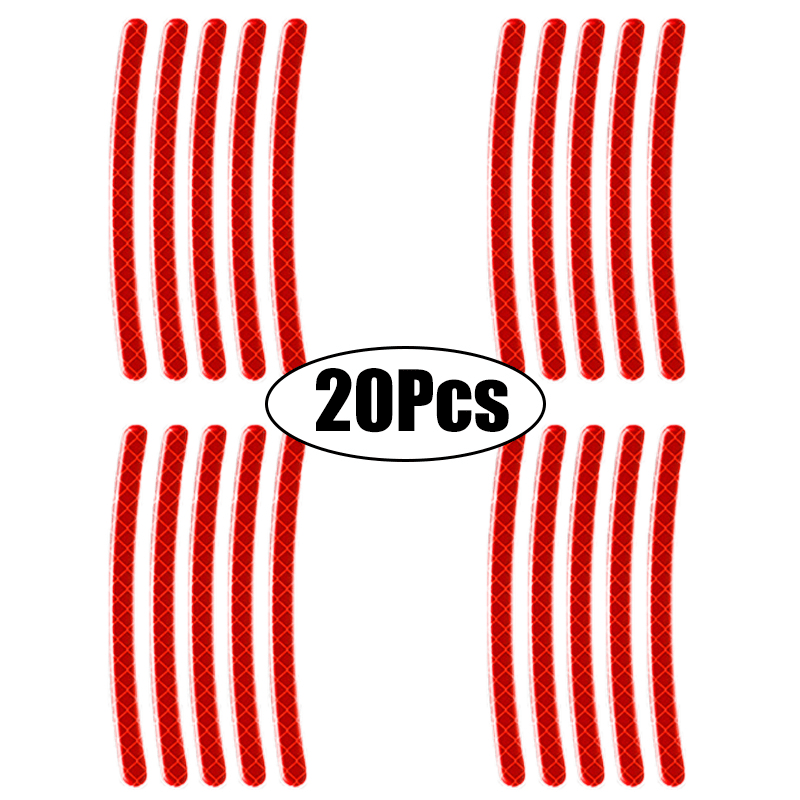 20Pcs Car Wheel Hub Reflective Stickers Tire Rim Safety Reflective Strip