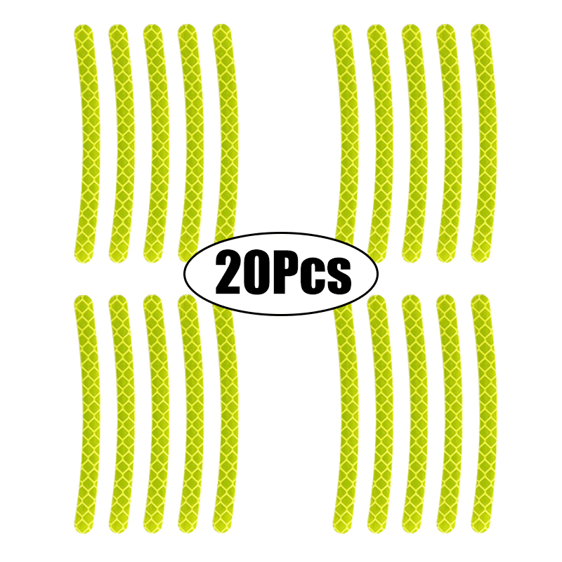 20Pcs Car Wheel Hub Reflective Stickers Tire Rim Safety Reflective Strip