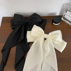 Satin Bow French Barrette Hair Clip Retro Headband