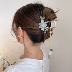 Chinese Style Flower Tassel Hair Claw Clip
