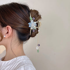 Chinese Style Flower Tassel Hair Claw Clip