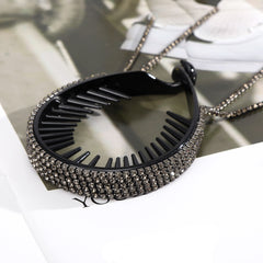 Rhinestone Tassel Round Hair Claw Clip Strong Grip for Thick Hair