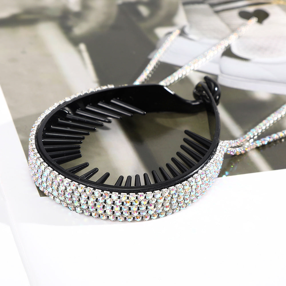 Rhinestone Tassel Round Hair Claw Clip Strong Grip for Thick Hair
