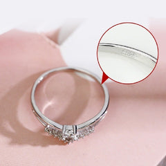 V Shape Zirconia Ring Heart Wedding Jewelry For Women