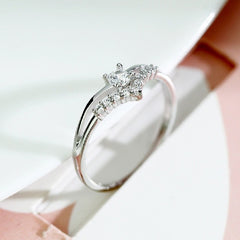 V Shape Zirconia Ring Heart Wedding Jewelry For Women