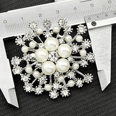 Snowflake Brooch For Wedding Faux Pearl Austrian Crystal Gift
