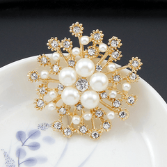 Snowflake Brooch For Wedding Faux Pearl Austrian Crystal Gift