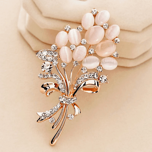 Golden Flower Bouquet Brooch Corsage Scarf Clips Pins Brooches