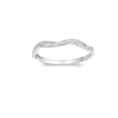 Women's Twisted Silver Zircon Wedding Band Ring