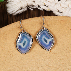 Personality Drop Earrings Inlaid Synthetic Gems Statement Hook Earrings