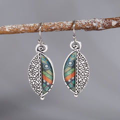 Vintage Leaf Drop Earrings Boho Style Hook Earrings