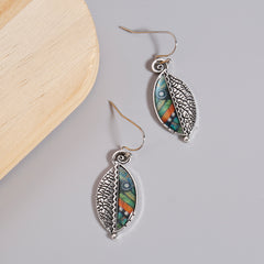 Vintage Leaf Drop Earrings Boho Style Hook Earrings