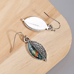 Vintage Leaf Drop Earrings Boho Style Hook Earrings