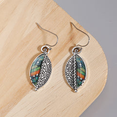 Vintage Leaf Drop Earrings Boho Style Hook Earrings