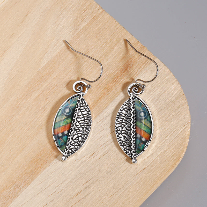 Vintage Leaf Drop Earrings Boho Style Hook Earrings
