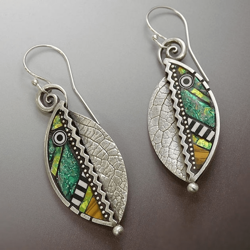 Vintage Leaf Drop Earrings Boho Style Hook Earrings