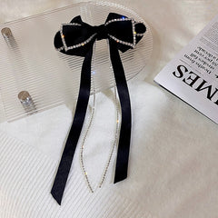 Rhinestone Hair Clips Bow Chain Tassel Claw Hair Accessories