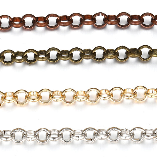 2 Meters Silver Plated Copper Link Chain for Jewelry Making