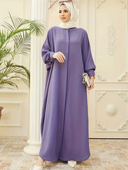  Ethnic Style Abaya Dress Women's Plus Solid Batwing Sleeve