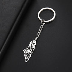 Hebrew Map Keychain Stainless Steel Pendant