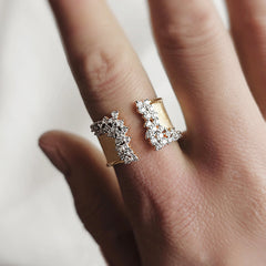 Golden Ring Female Zircon Cocktail Party Ring Wedding Jewelry Gift