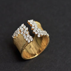 Golden Ring Female Zircon Cocktail Party Ring Wedding Jewelry Gift