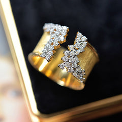 Golden Ring Female Zircon Cocktail Party Ring Wedding Jewelry Gift