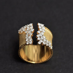 Golden Ring Female Zircon Cocktail Party Ring Wedding Jewelry Gift