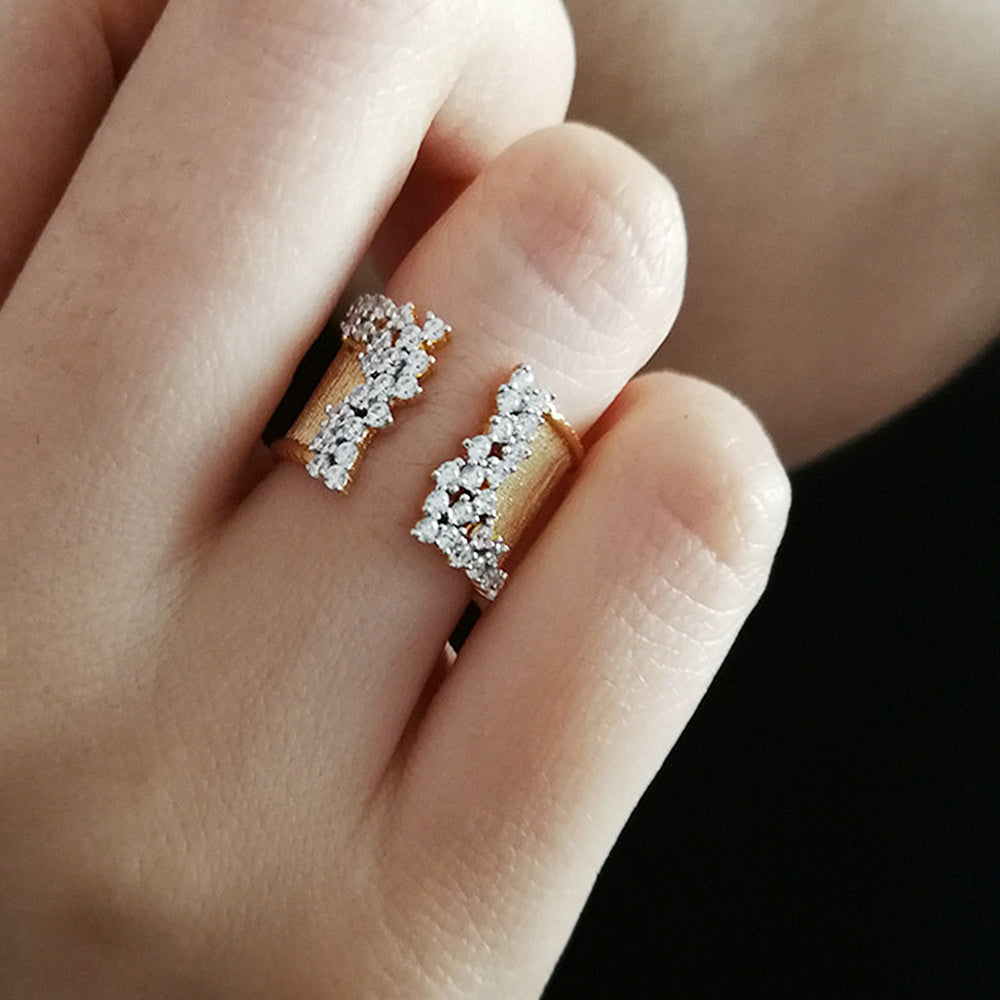 Golden Ring Female Zircon Cocktail Party Ring Wedding Jewelry Gift