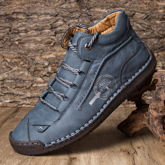 Men's Ankle Boots Stitching Outdoor Durable Non Slip Walking Shoes