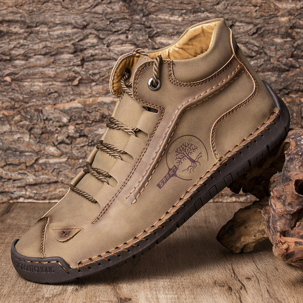 Men's Ankle Boots Stitching Outdoor Durable Non Slip Walking Shoes