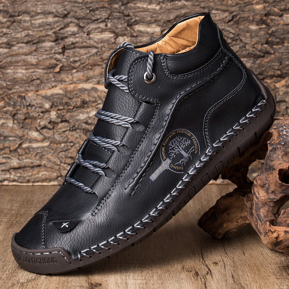 Men's Ankle Boots Stitching Outdoor Durable Non Slip Walking Shoes