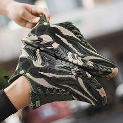 Camouflage Woven Sports Sneakers Thick Sole Lace Up Shoes