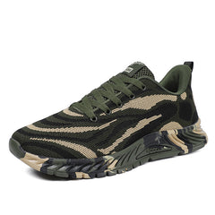 Camouflage Woven Sports Sneakers Thick Sole Lace Up Shoes