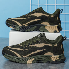Camouflage Woven Sports Sneakers Thick Sole Lace Up Shoes