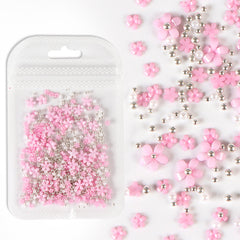 Mixed Colors Flowers Nail Art Decorations Acrylic Pearl Rhinestones