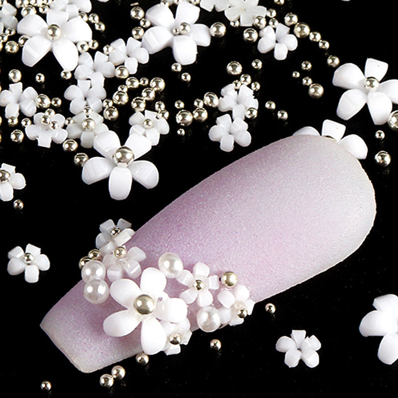 Mixed Colors Flowers Nail Art Decorations Acrylic Pearl Rhinestones