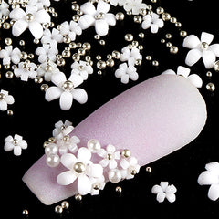 Mixed Colors Flowers Nail Art Decorations Acrylic Pearl Rhinestones