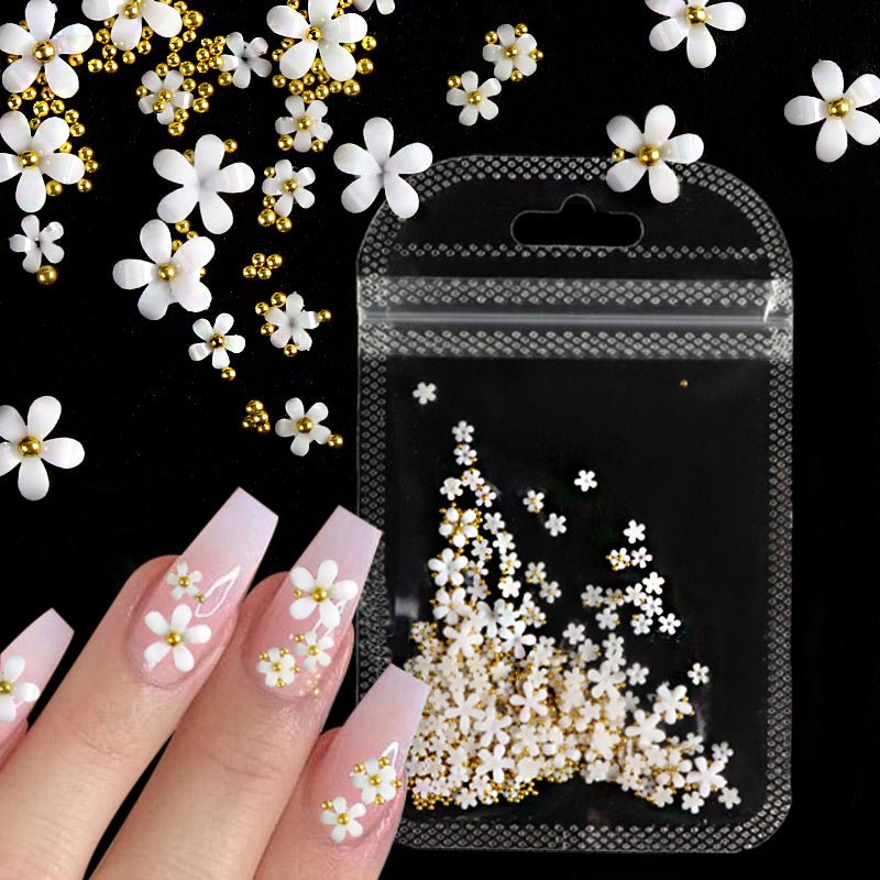 Mixed Colors Flowers Nail Art Decorations Acrylic Pearl Rhinestones