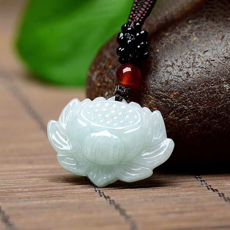 Natural Emerald Lotus Pendant