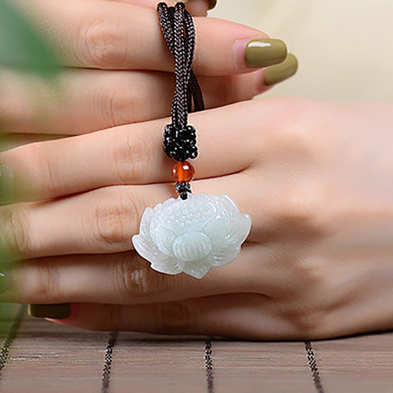 Natural Emerald Lotus Pendant