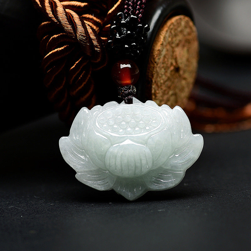 Natural Emerald Lotus Pendant